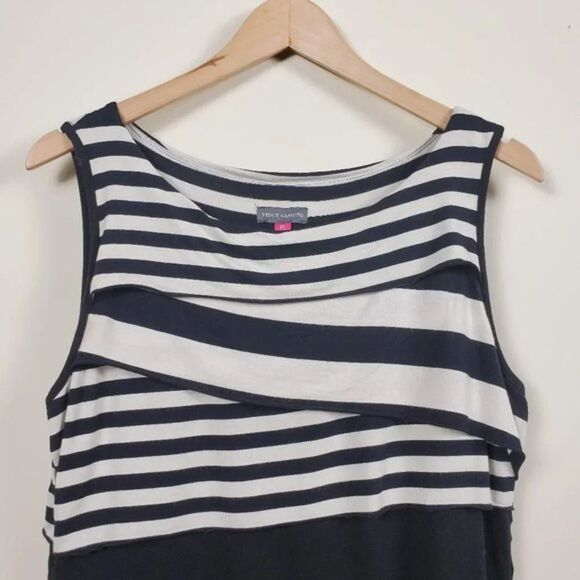 Vince Camuto Sleeveless Striped Top Womans Size PM Black White Stretch - Picture 2 of 6